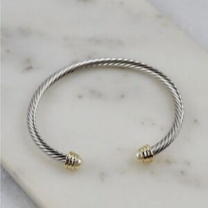 Lena Cable Bracelet With Stone End Pearls